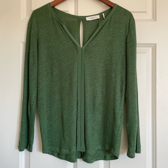 Sandro Trilce Linen and Silk Green Blouse - Picture 5 of 6